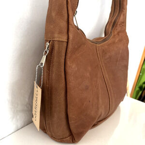 Coronado Leather Shoulder Bag Brown Hobo Saddle Conceal Carry Purse